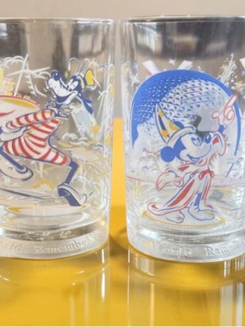 Disney World Remember the Magic Glasses | Mickey Mouse EPCOT Tumblers | Set of 4